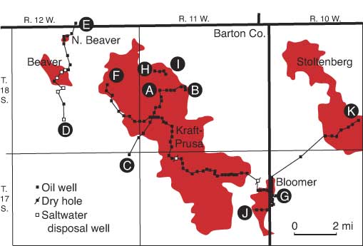 Map showing surroundings of Kraft-Prusa and Stoltenberg fields.