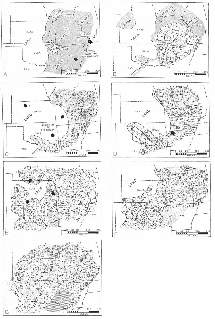 Seven maps of the midcontinent.