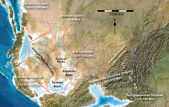 Paleogeographic map of North America for the Guadalupian series.
