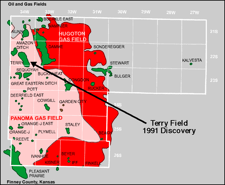map of Finney County showing Terry Field