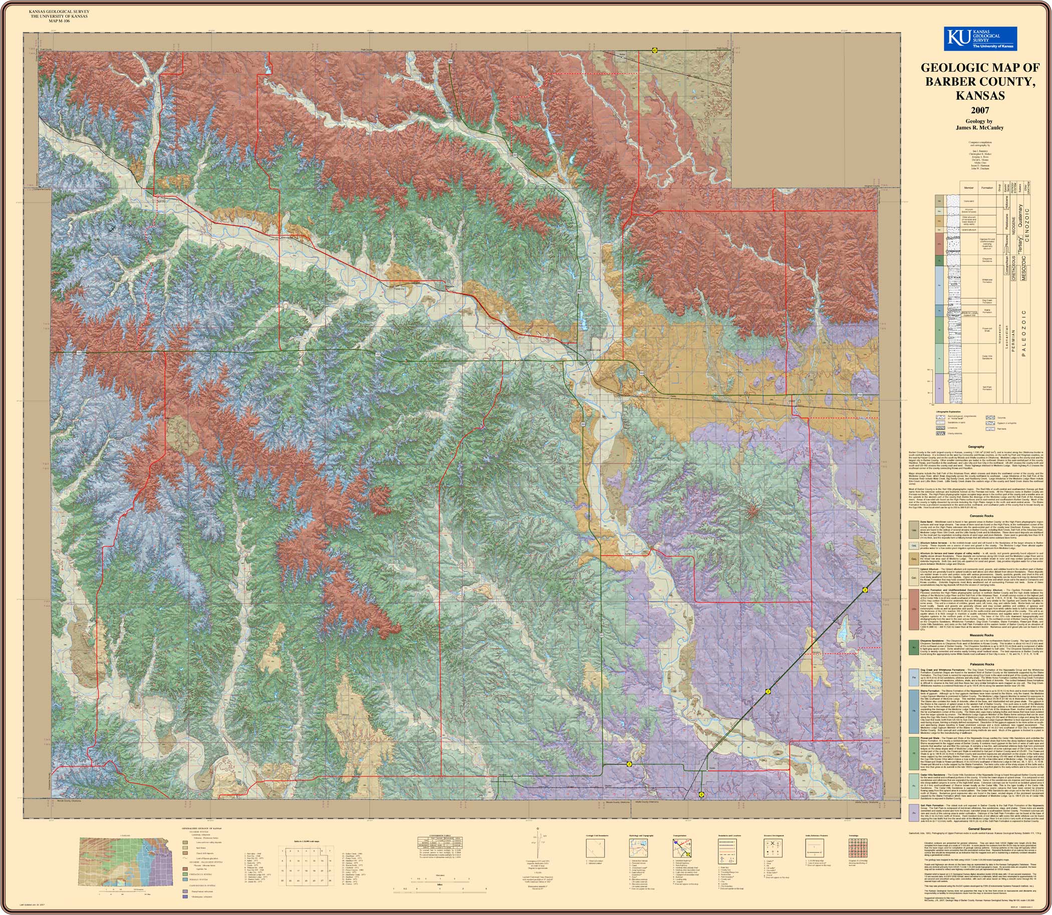 Barber County geologic map