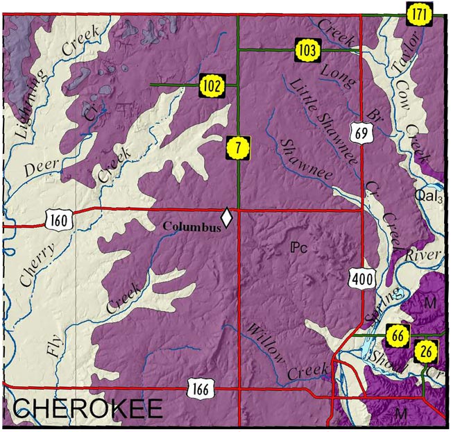 Cherokee County geologic map
