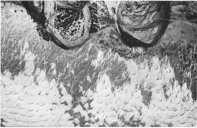 Black and white aerial photo showing the Ark river to the north of the dunes.