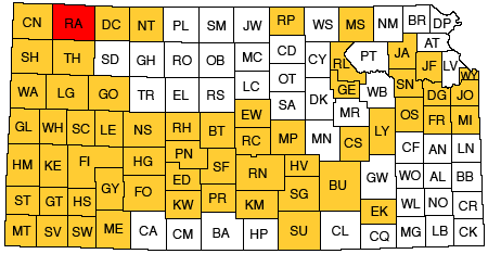 Index map of Kansas showing Rawlins County and other bulletins online