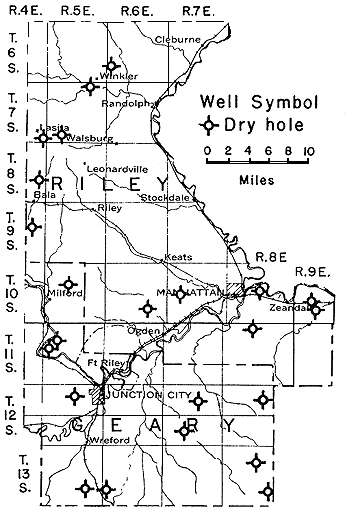 map showing oil and gas wells in 1941