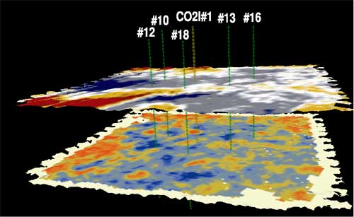 Seismic facies map with Lansing-Kansas City structure map