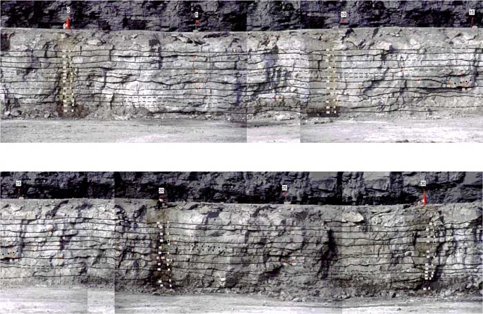 Cross section of quarry face.