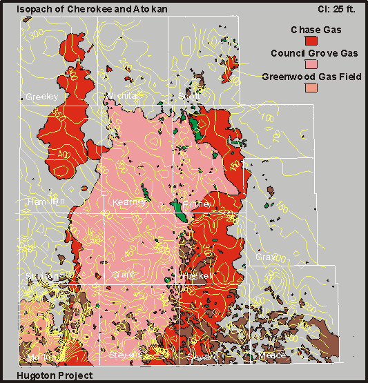 isopach map on Cherokee