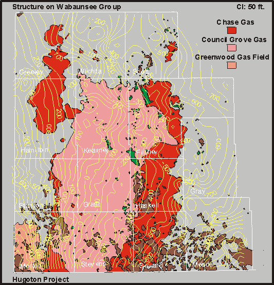 structure map on Wabaunsee Group
