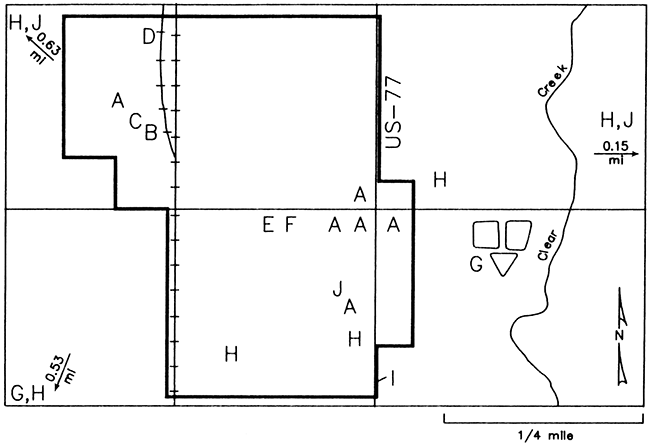 Location of potential point sources of contamination recognized in the study area