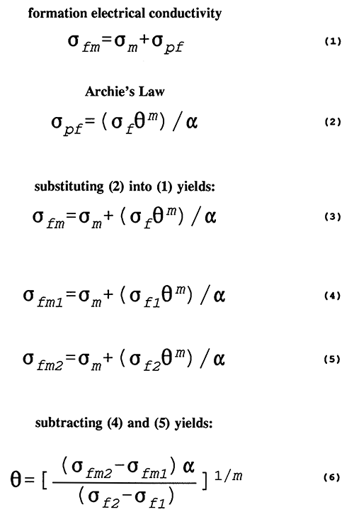 6 equations used to calculate effective porosity; equations also in text.