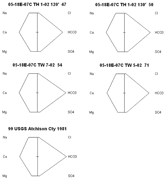Stiff diagrams of five wells; all samples are very similar.