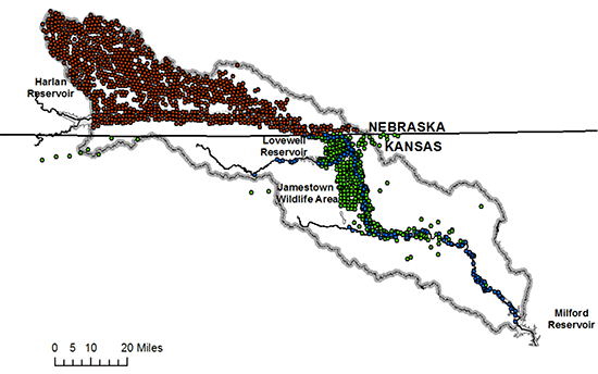 Irrigation extraction points in LRRB model domain.