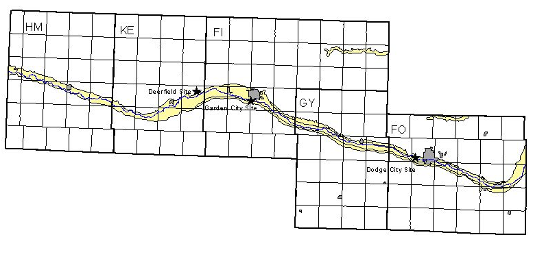 Location of the multilevel well sites in the Arkansas River corridor.