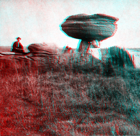 1867 Photo, man sitting near Mushroom Rock