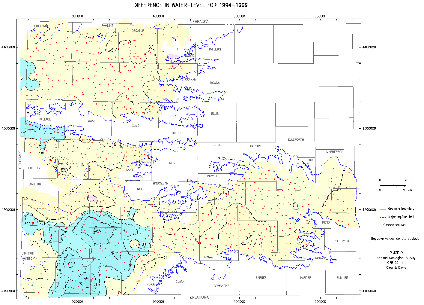 Difference in Water Level, 1994-1999