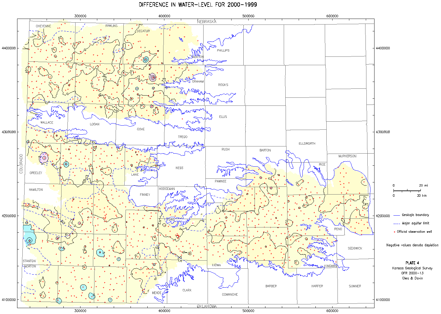 Difference in Water Level, 2000-1999