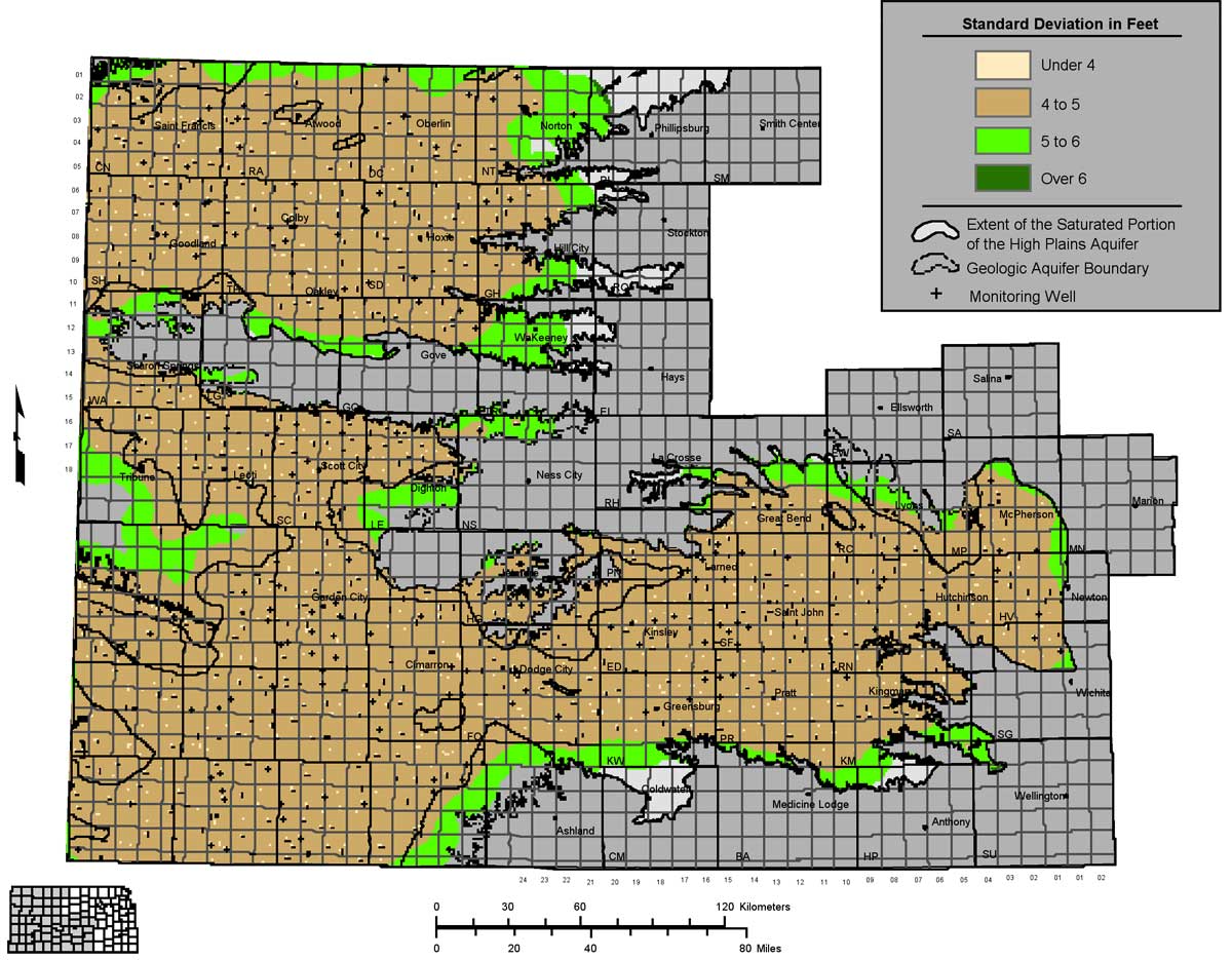 Largest deviations are on boundary of High Plains aquifer.