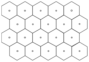 diagram of hexagonal pattern, wells in center