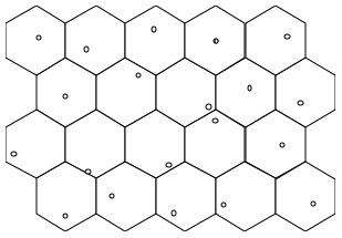 diagram of hexagonal pattern, wells somewhere in hexagon