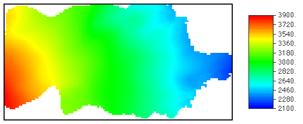 color map of water table elevations