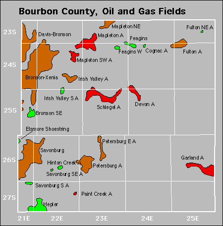Bourbon County oil and gas map