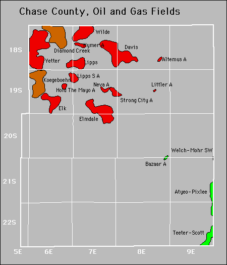 Chase County oil and gas map