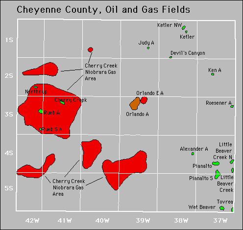 Cheyenne County oil and gas map
