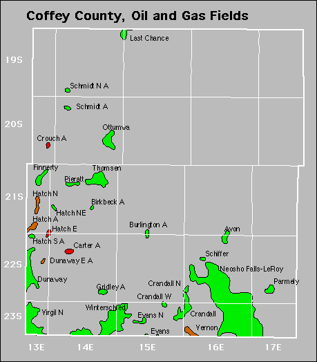 Coffey County oil and gas map