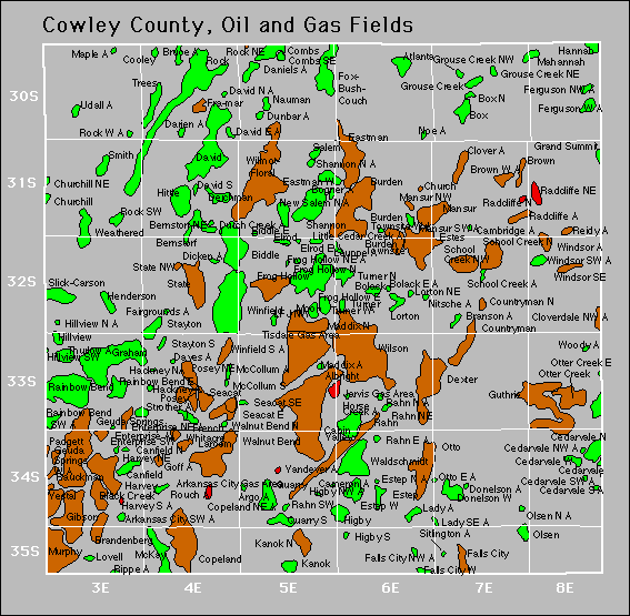 Cowley County oil and gas map