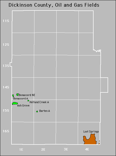 Dickinson County oil and gas map