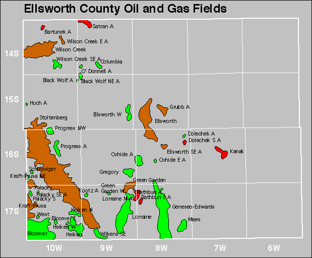 Ellsworth County oil and gas map