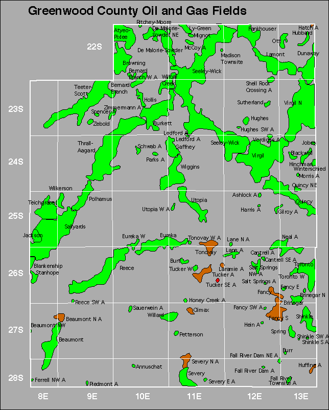 Greenwood County oil and gas map