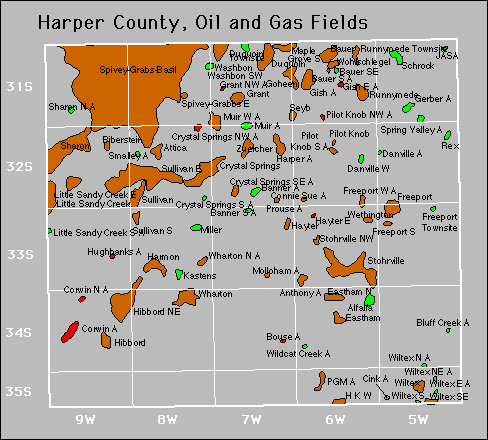 Harper County oil and gas map