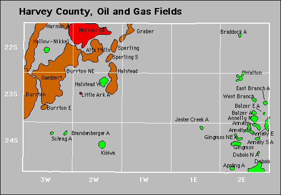 Harvey County oil and gas map
