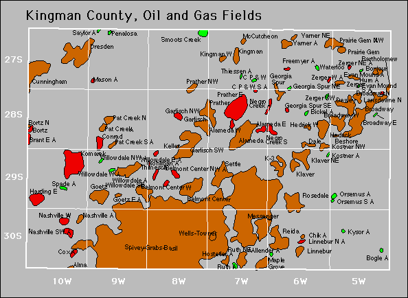 Kingman County oil and gas map