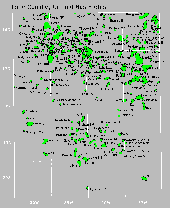 Lane County oil and gas map