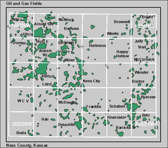 Ness County oil and gas map