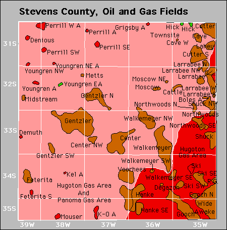 Stevens County oil and gas map