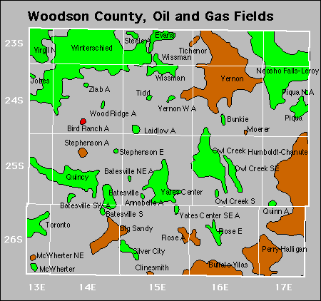 Woodson County oil and gas map