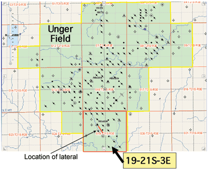Map of Unger field with study area in the south of the field.
