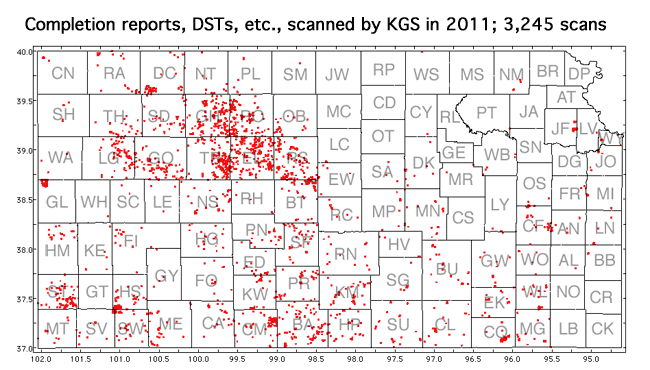 Map shows work from 2011 work in red; 3,245 scans in 2011