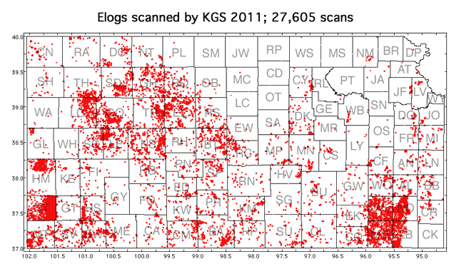 Map shows work from 2011 work in red; 27,605 scans in 2011