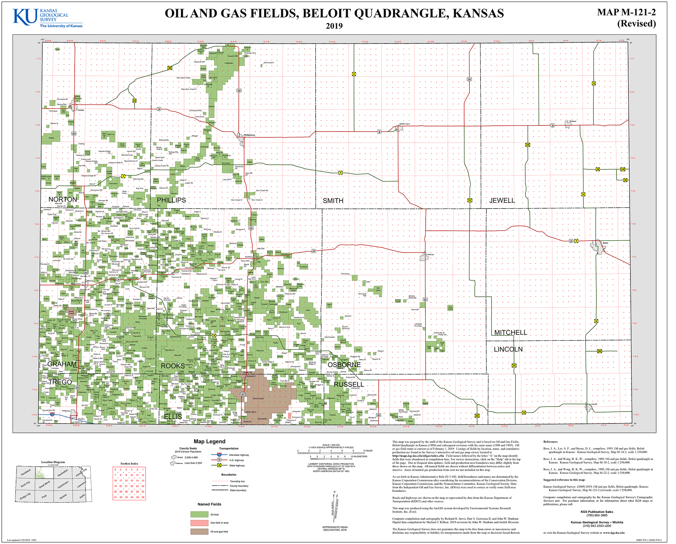 Beloit quadrangle oil and gas fields