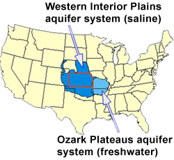 Ozark Plateau aquifer system covers much of southern Missouri, far southeastern Kansas, NE Oklahoma, and northern Arkansas.