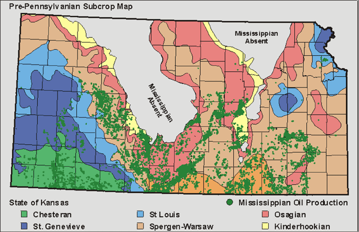 Map of Kansas showing Mississippian units.