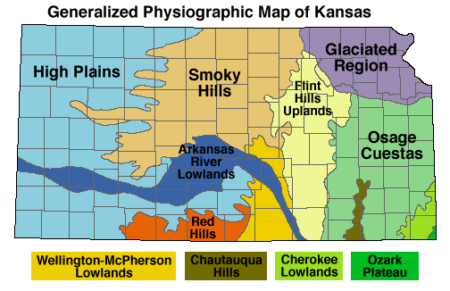 Physiographic map of Kansas.