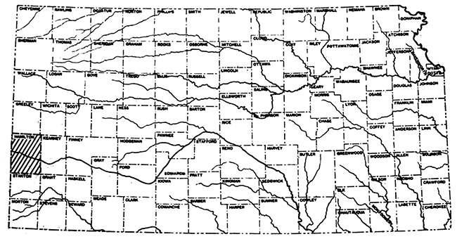 Index map of Kansas showing location of Hamilton County.
