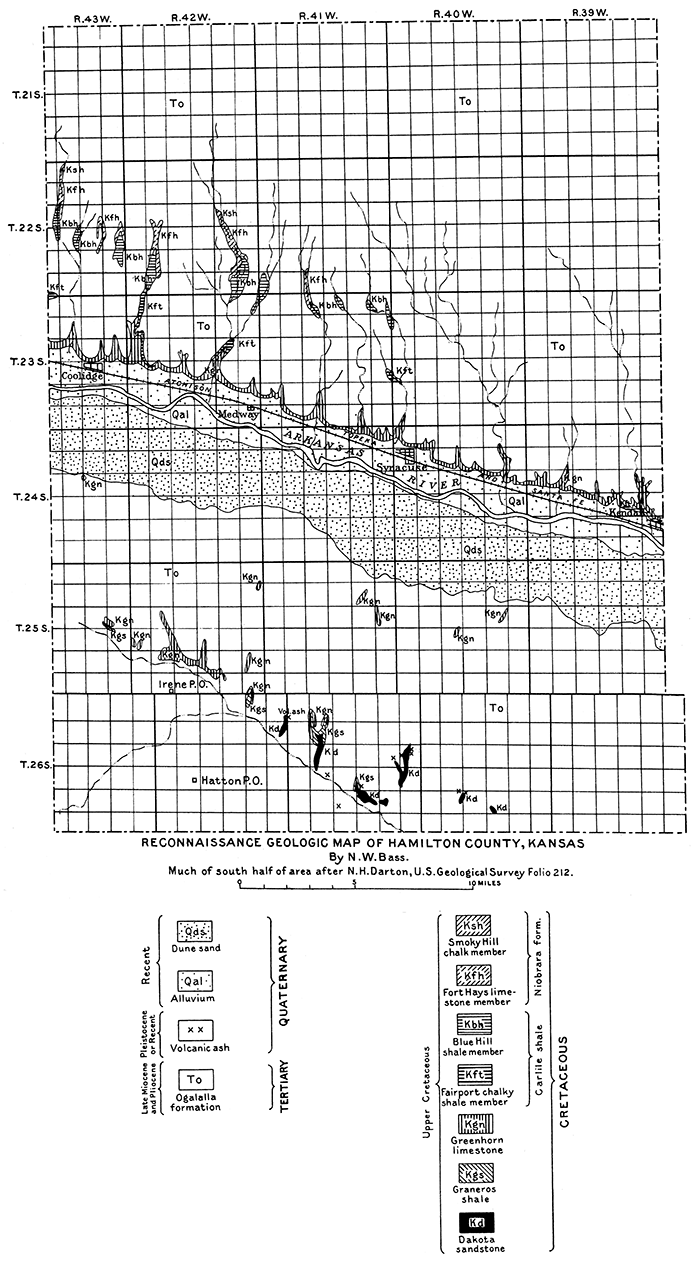 Reconnaissance geologic map of Hamilton County, Kansas.