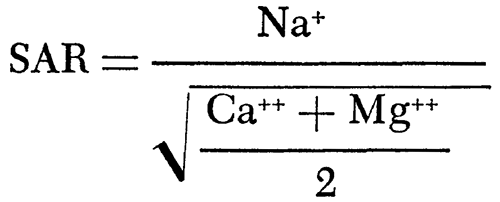 Sodium concentration divided by the square root of half the sum of the calcium and magnesium.